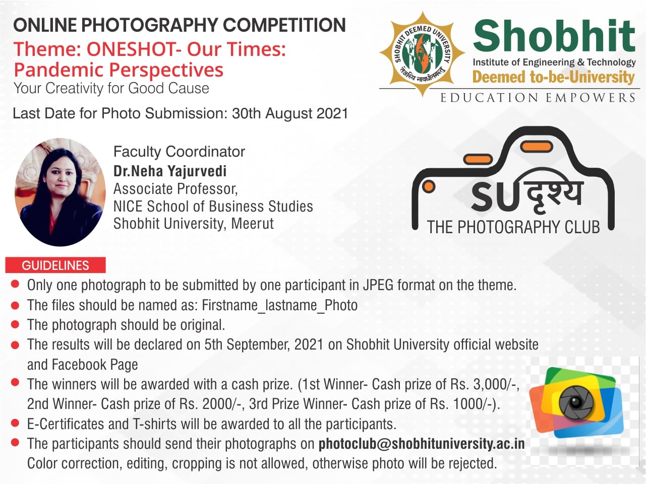 Online Photography Competition - Theme: “ONESHOT- Our Times: Pandemic Perspectives